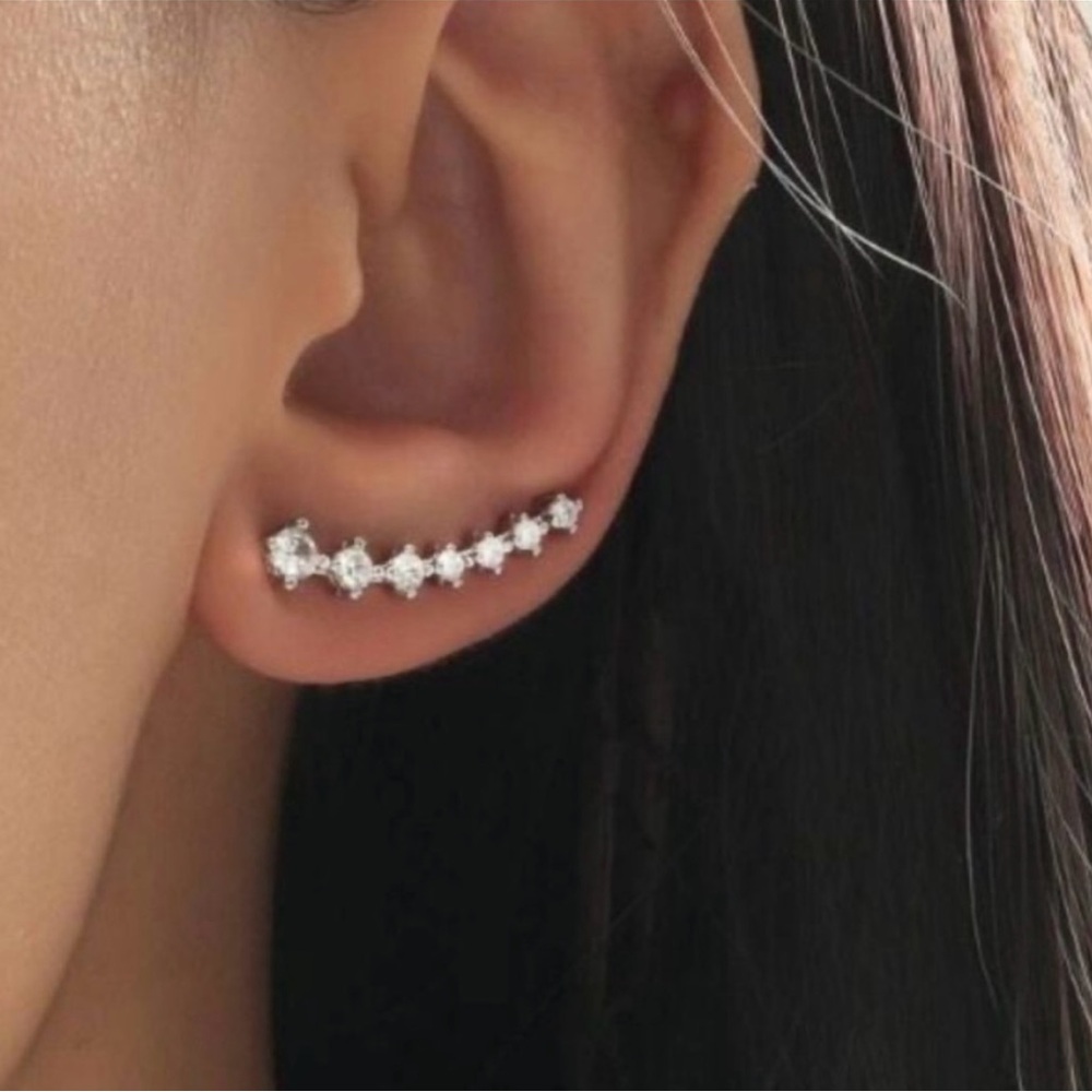 Dazzling Silver Crystal Ear Climber